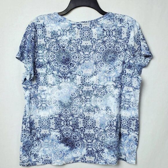 Croft & Barrow XL Blue Print SS T-Shirt - Picture 3 of 5